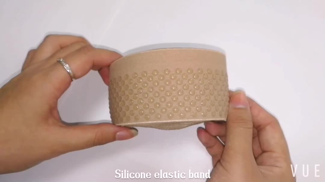 Nonslip Woven Waistband Polyester Elastic Webbing Silicone Gripper Bra