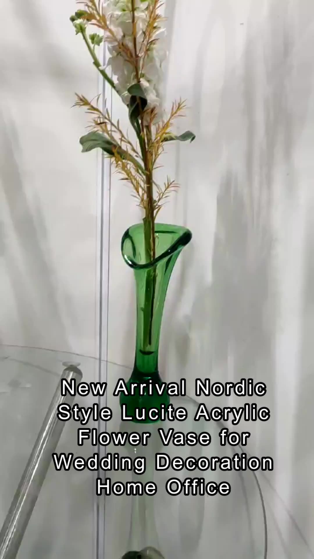 Newly Nordic Minimalist Transparent Green Vase Lucite Acrylic Flower