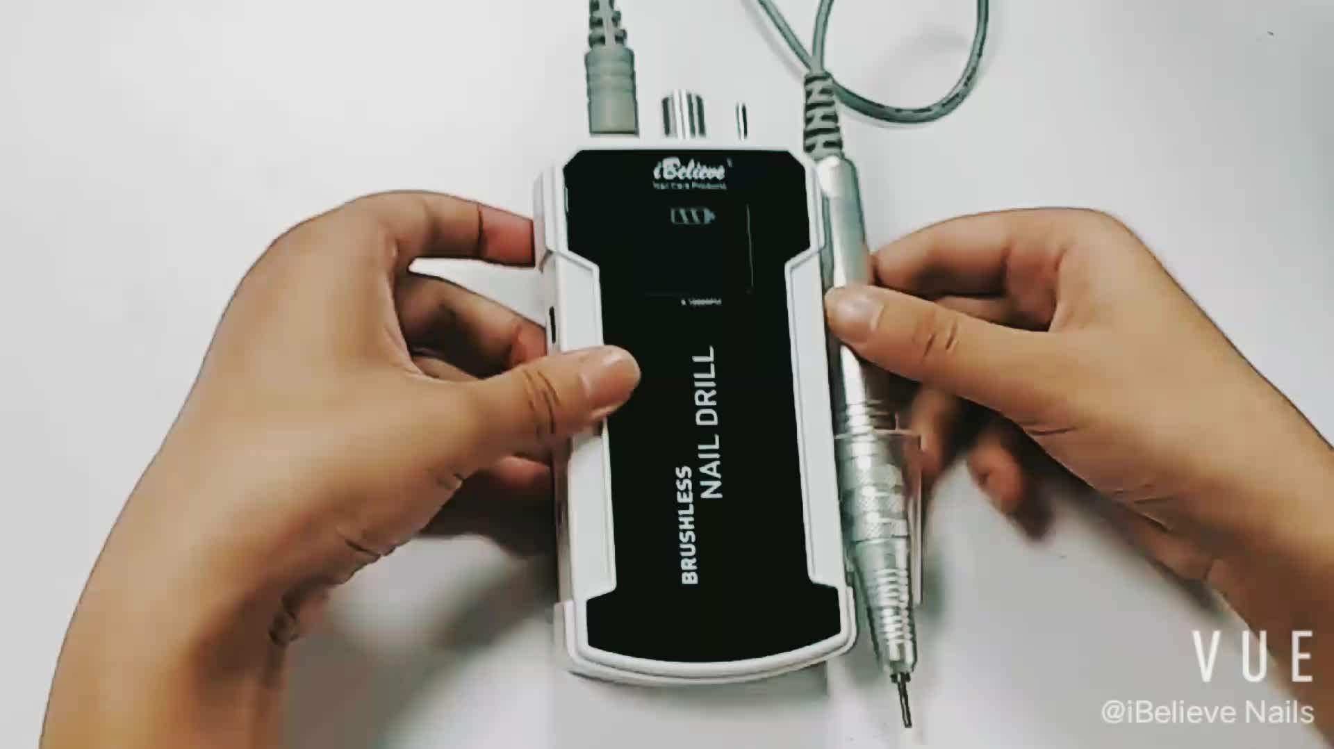 iBelieve 35000RPM portable cordless brushless nail drill professional
