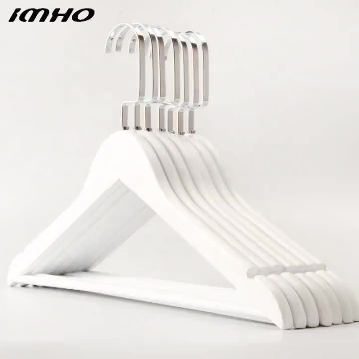 Clothes Hanger Factory Sales White Delicate Gold Hook Wooden Coat