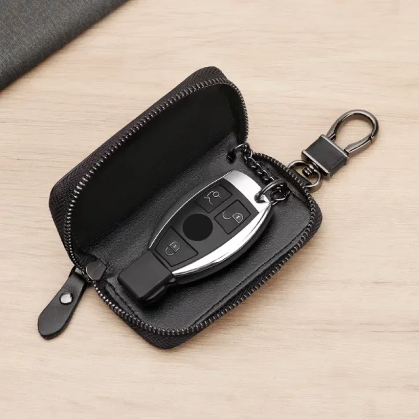 Car key bag in leather key bag car remote control zipper bag universal top layer cowhide nappa