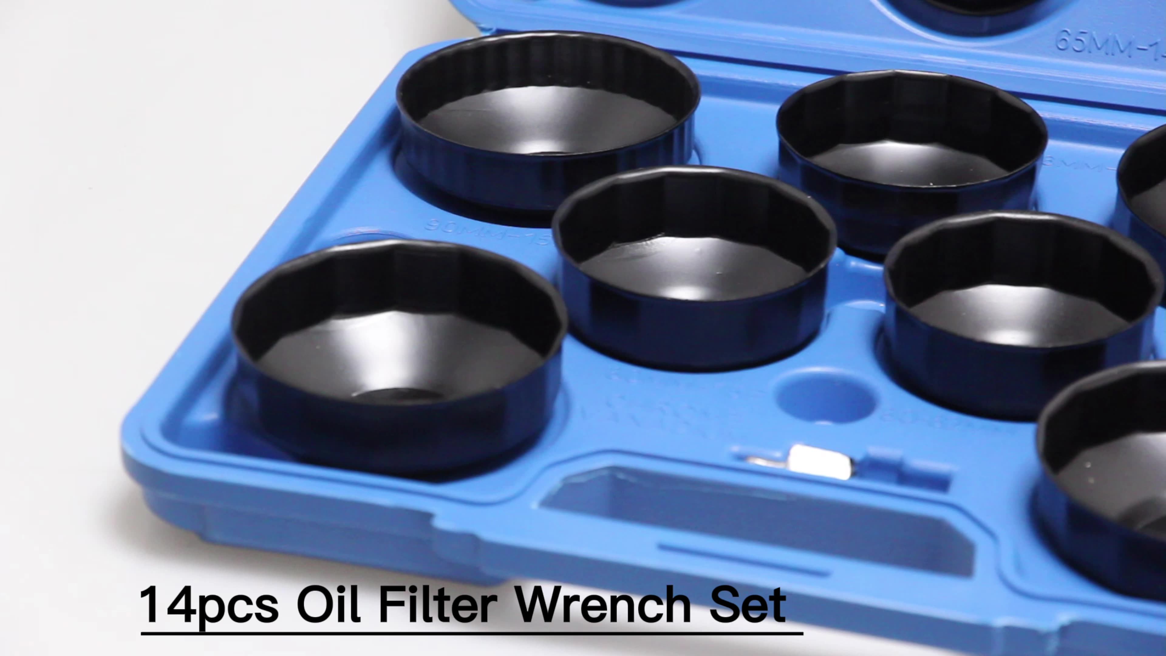 Automotive Garage Tools 14pc Oil Filter Wrench Set Loosen Tighten Cup