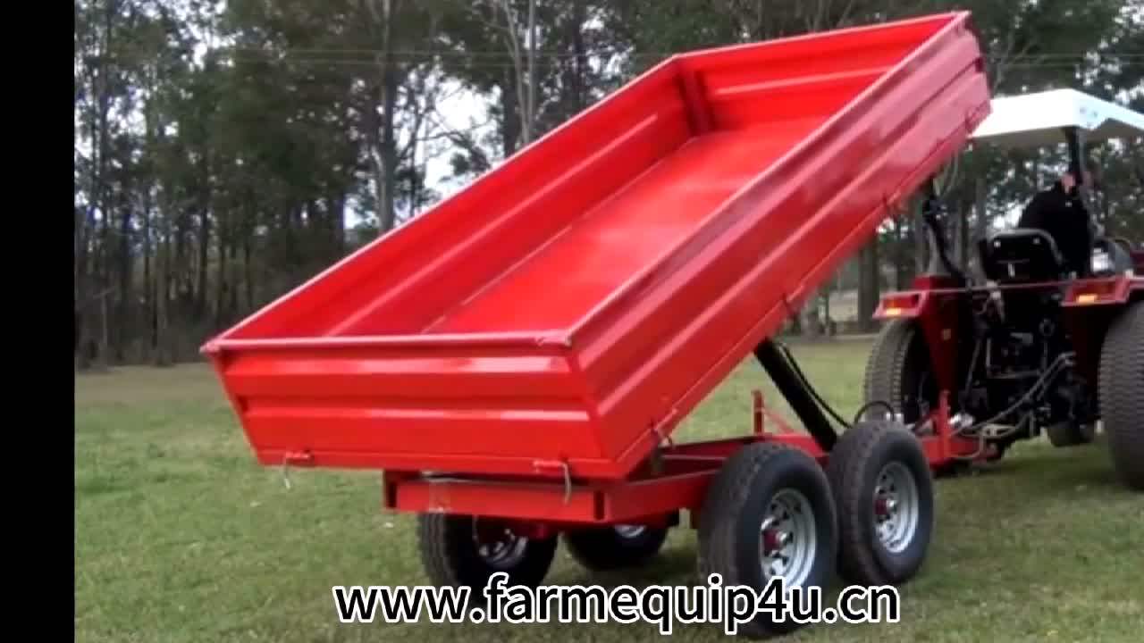 4wheel Farm Trailer Tow Behind Tractors With Rear Hydraulic Dump 2ton
