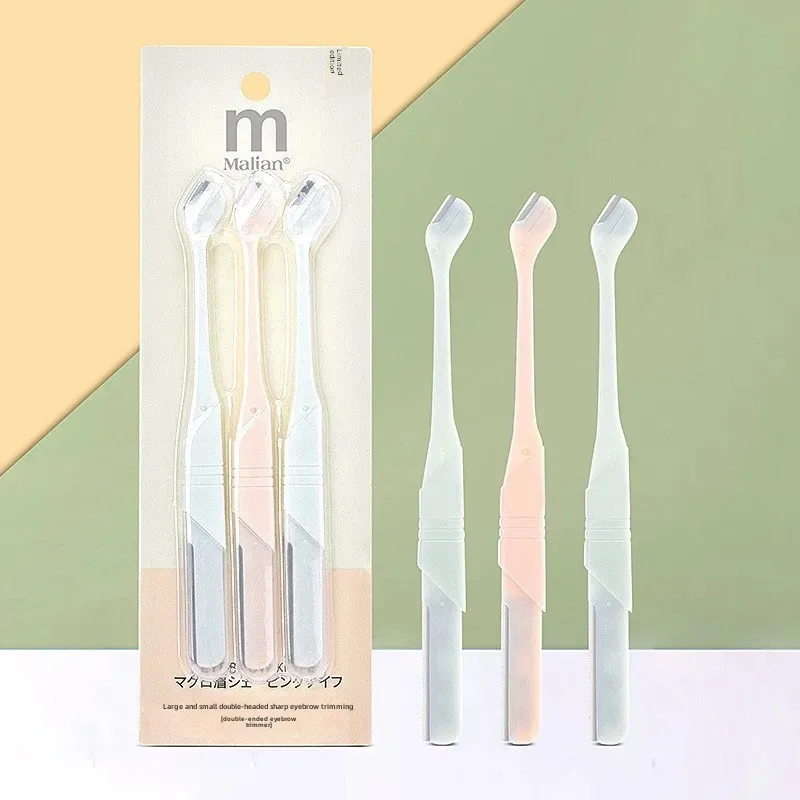 Marion size two-headed eyebrow trimming knife three-piece macro mesh eyebrow shaving eyebrow trimming blade safety student