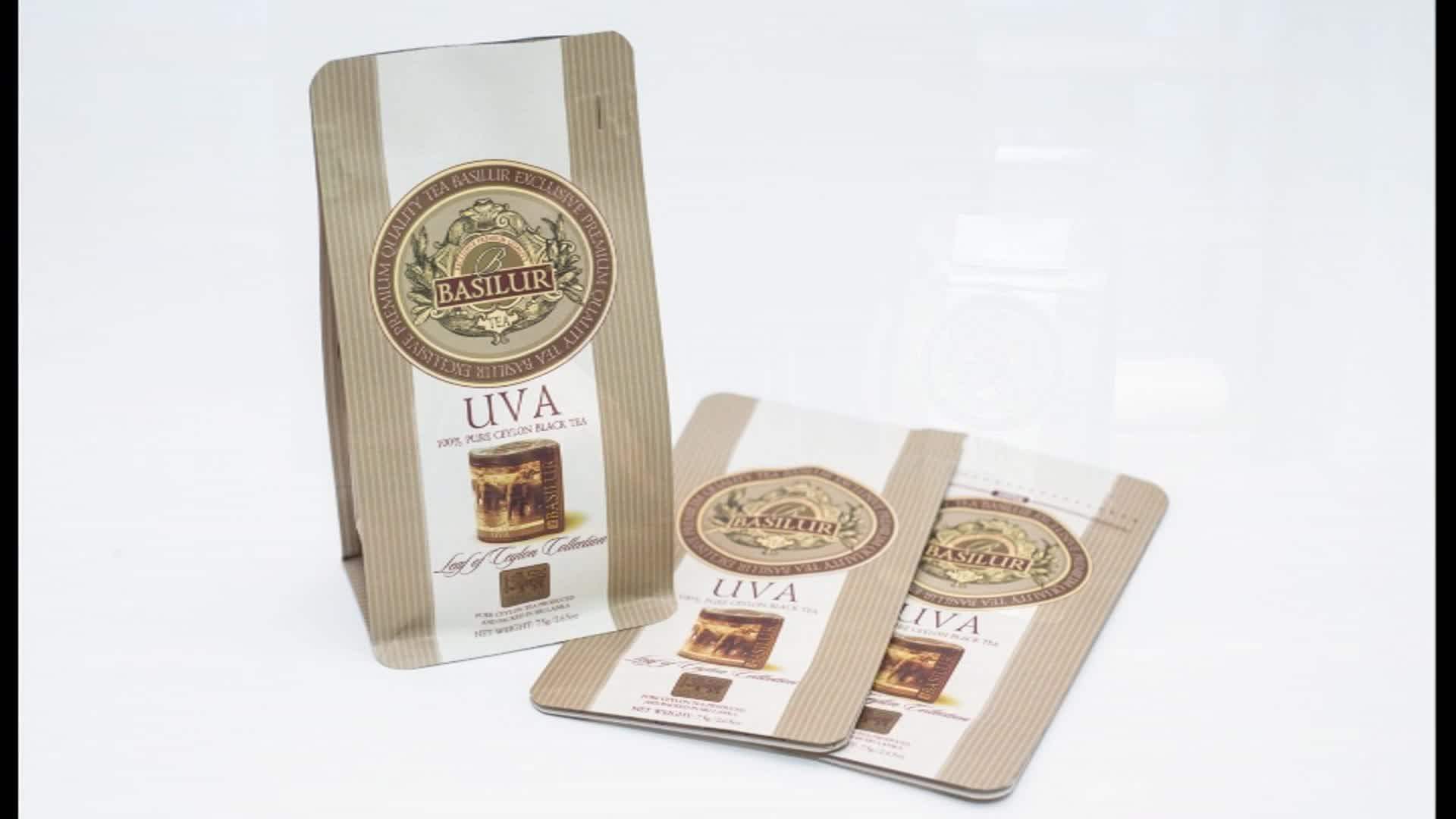 Kraft Paper Tea Bag Paper Packaging With Zip Lock / Tea Bag For Black