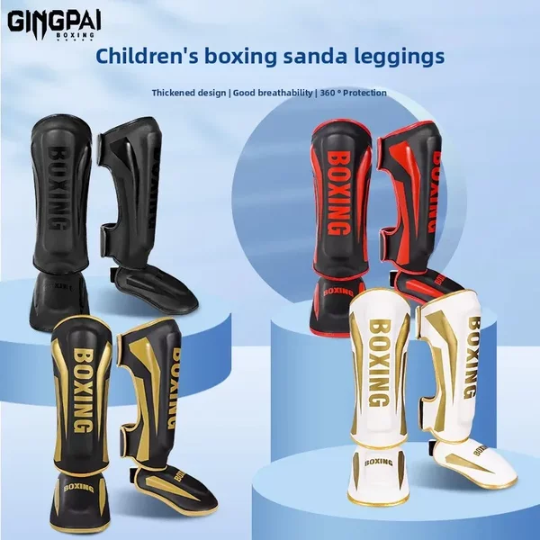 Sanda Fighting Leg Protectors with Instep Muay Thai Boxing Shin Protectors with Body Protectors Foot Protectors Actual Combat Fighting Shin Protectors Training Protectors