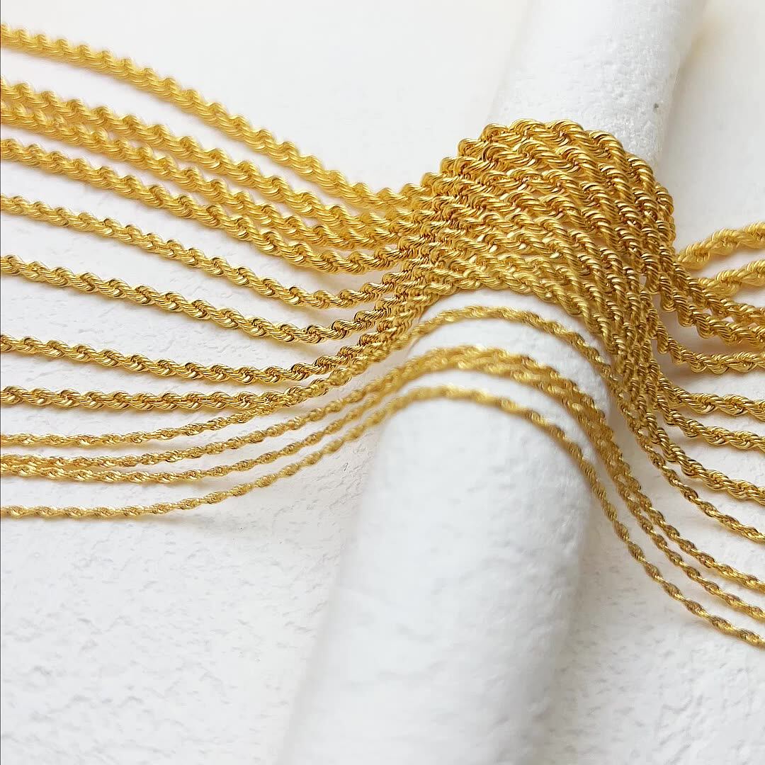 Au750 Twisted Rope Chain Necklace Pure 18k Gold Necklace Real Gold