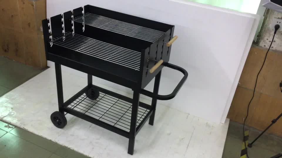 Patio Trolley Barbeque Forest Wood Burning Rectangle Charcoal Bbq Grill