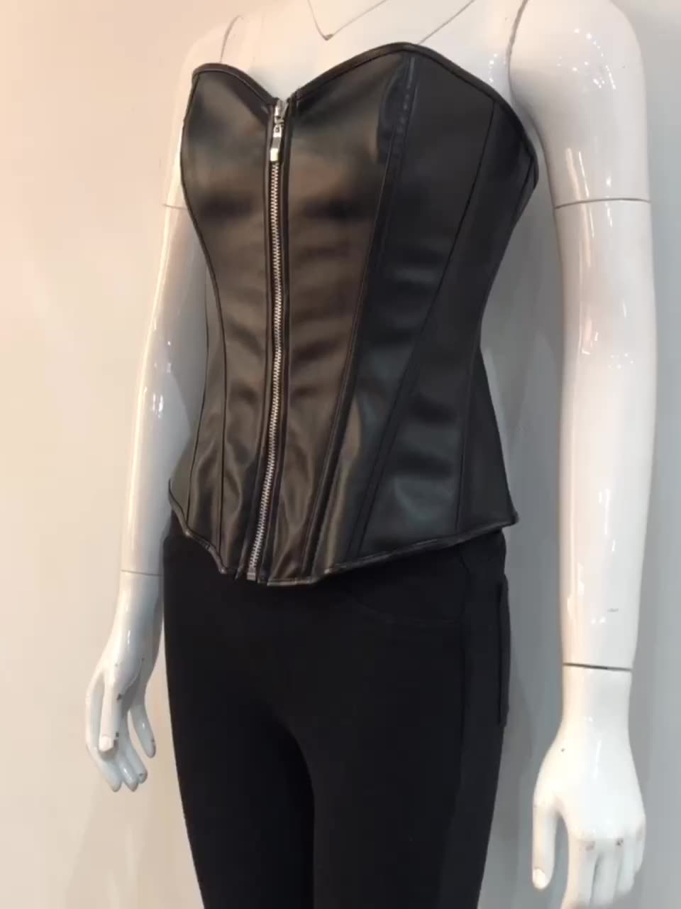 2020 New Arrivals Women Bustiers Corset Steel Bones Pu Leather Waist