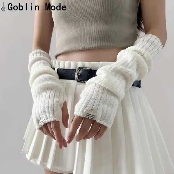 Shano Autumn and Winter Warm Gloves Cloth Label Fingerless Gloves Wool Knitted Arm Sleeves Christmas Red Sleeves 244