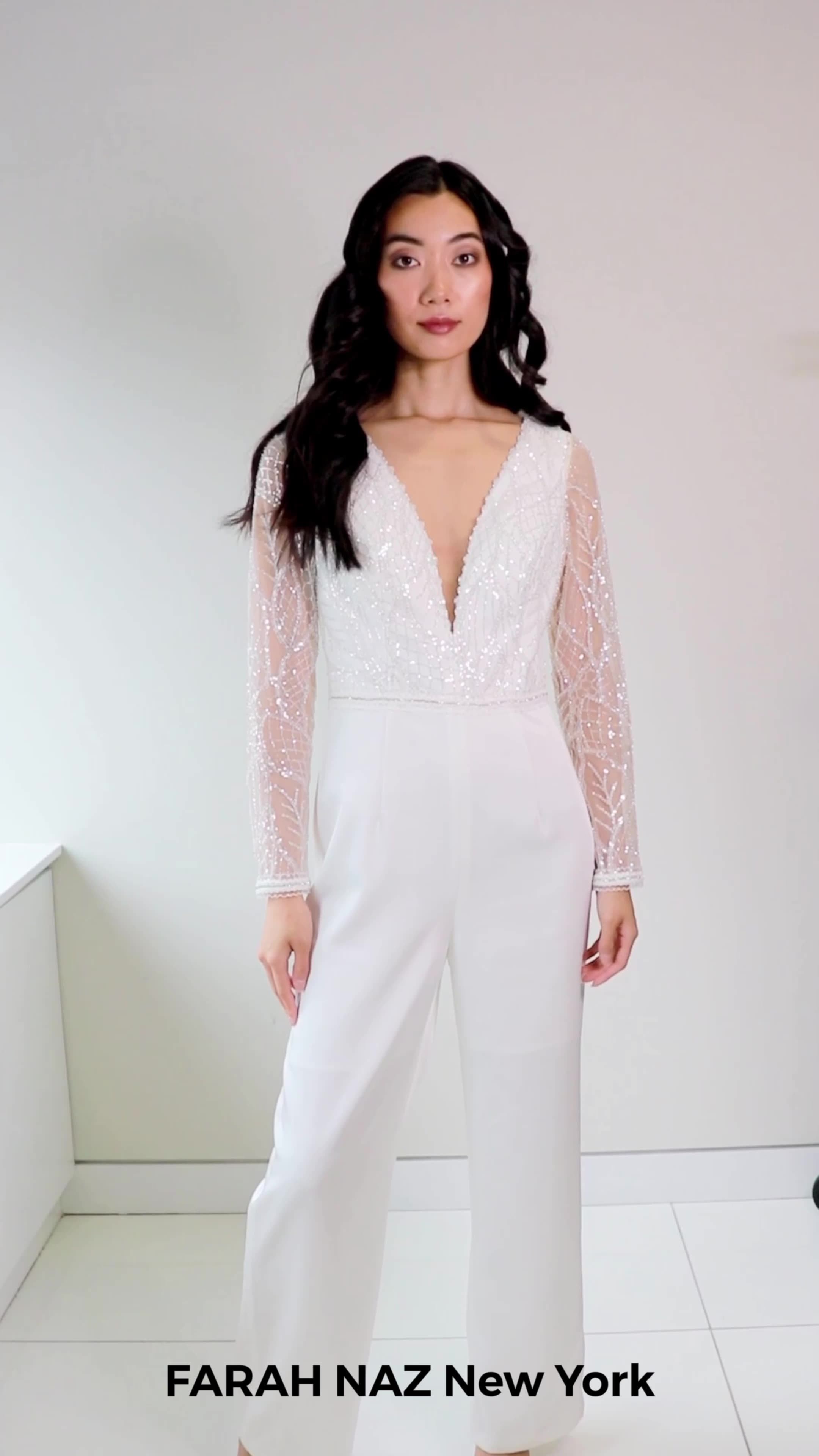 Women's Stunning Fully Hand Embroidered Lace Formal Jumpsuit Full