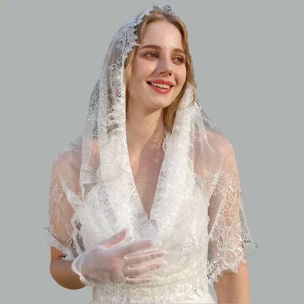 Amazon Cross-Border White Bridal Lace Shawl Veil Mantilla Veil Latin Veil