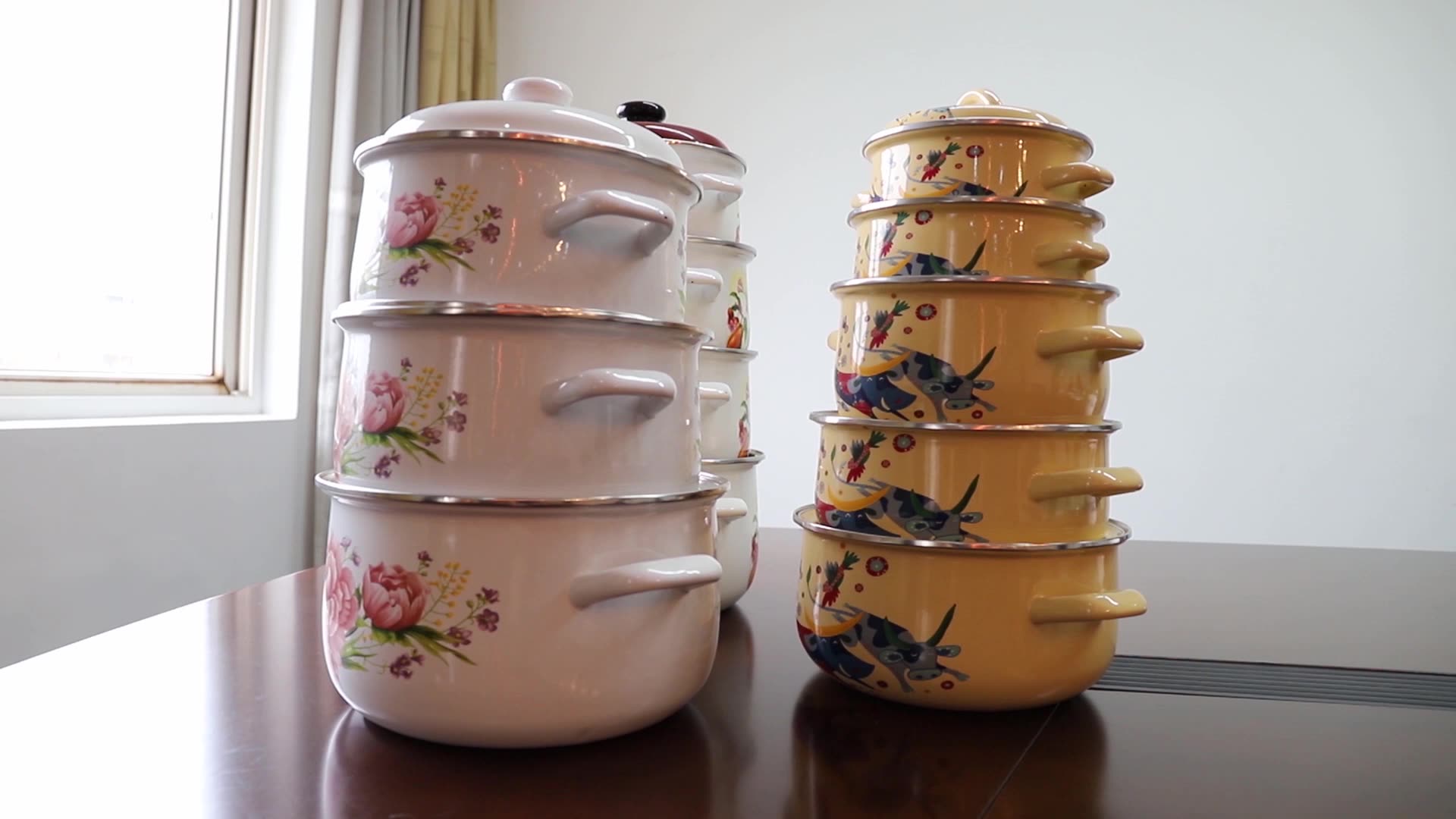 Custom Color Surgical Steel Camping Pots Set Enamel Cookware Set