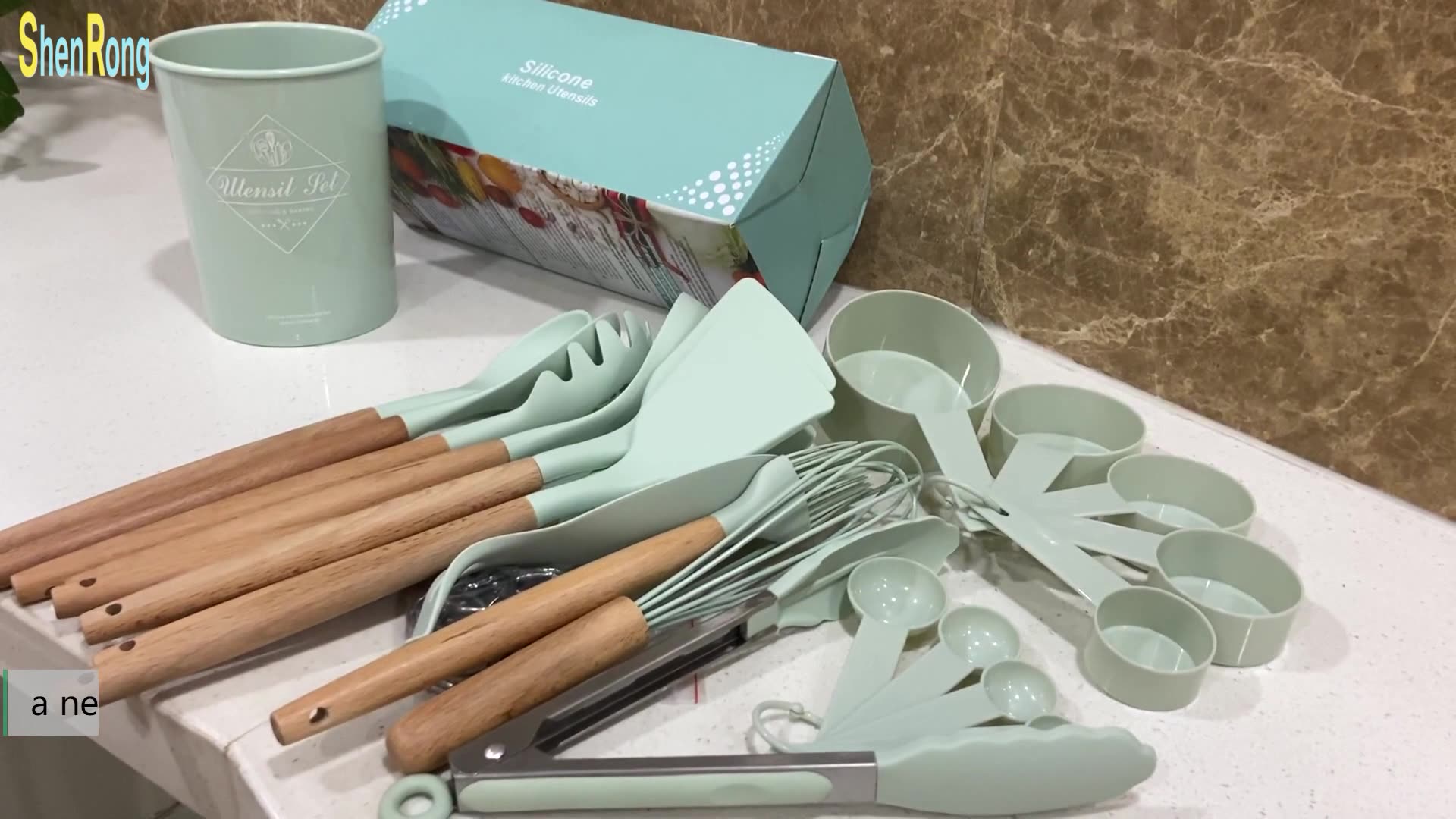 Silicone Wooden Handle Kitchenware Kitchen Accessories Set Tableware