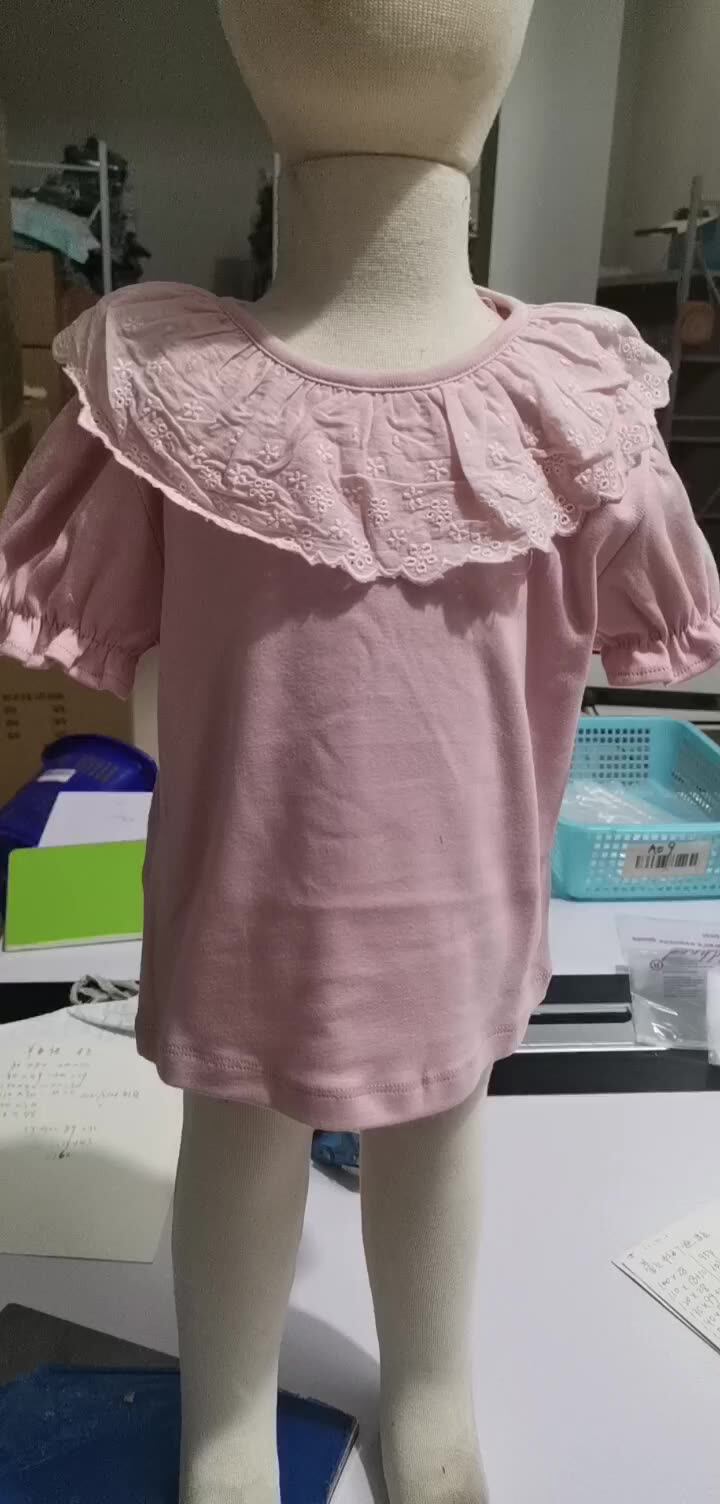 Freebily Baby Girls Short Sleeve Tops - Cotton Doll Collar Blouses For Summer Outfits