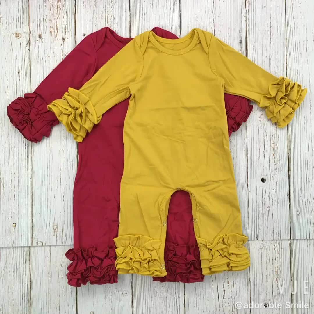 Wholesale Baby Cotton Rompers Soft Kids Icing Ruffle Romper Blank