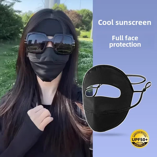 Sun Protection Mask for Women, Full Face Protection, Face Mask, Summer Uv Protection, High-Quality Ice Silk Cycling Mask, Breathable