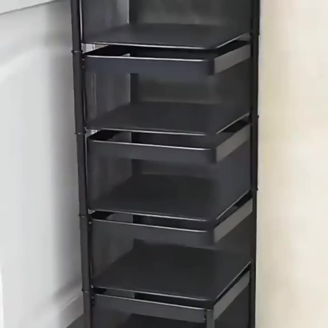 Kitchen Vegetable Rotating Storage Shelves Rack With 5 Tier Metal Multi