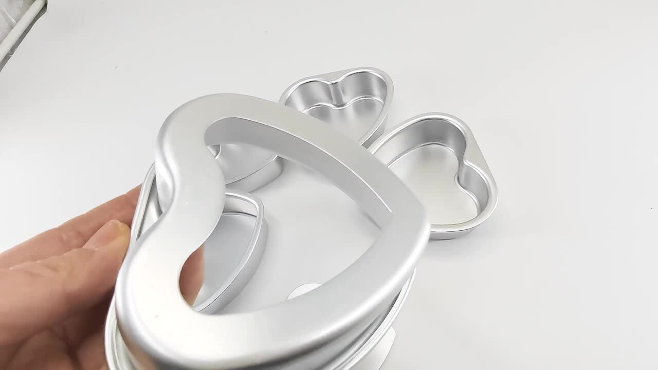 Set di stampi per torte in alluminio a forma di cuore fai da te con fondo rimovibile Cheesecake stampo da cucina durevole