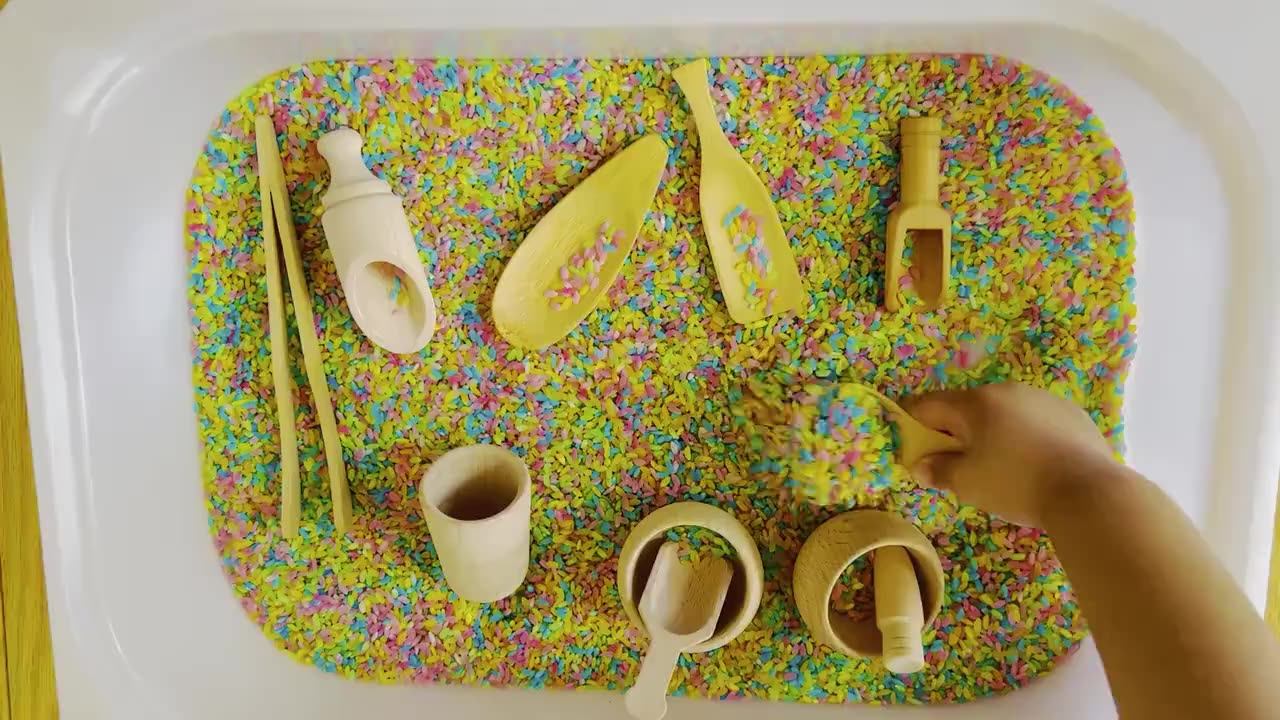 Sensory Bin Tools Toddler Montessori Toys Set Of 9 Wooden Scoops And Wooden Tongs Fine Motor