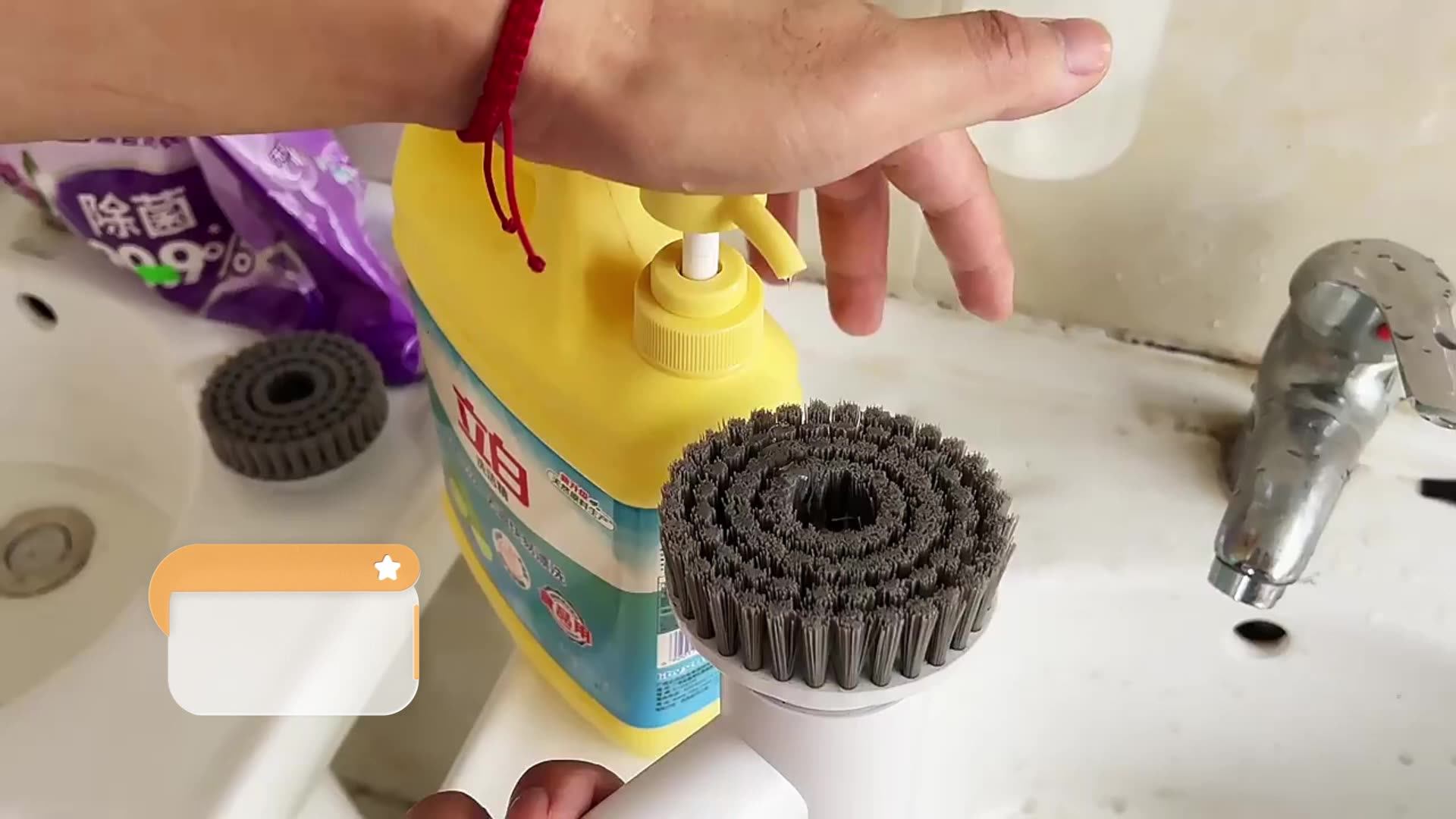 Handheld Electric Cleaning Brush Battery Waterproof Cleaner Long Handle ...