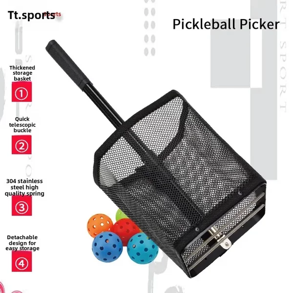 Pickleball Ball Retriever, Convenient Ball Pickup Frame That Eliminates the Need to Bend Over, Detachable, Portable Storage, Ball Collector
