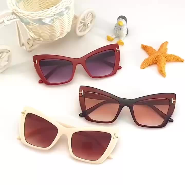 2023 Wholesale Sun Shades Glasses Women Width Frame T Word Design