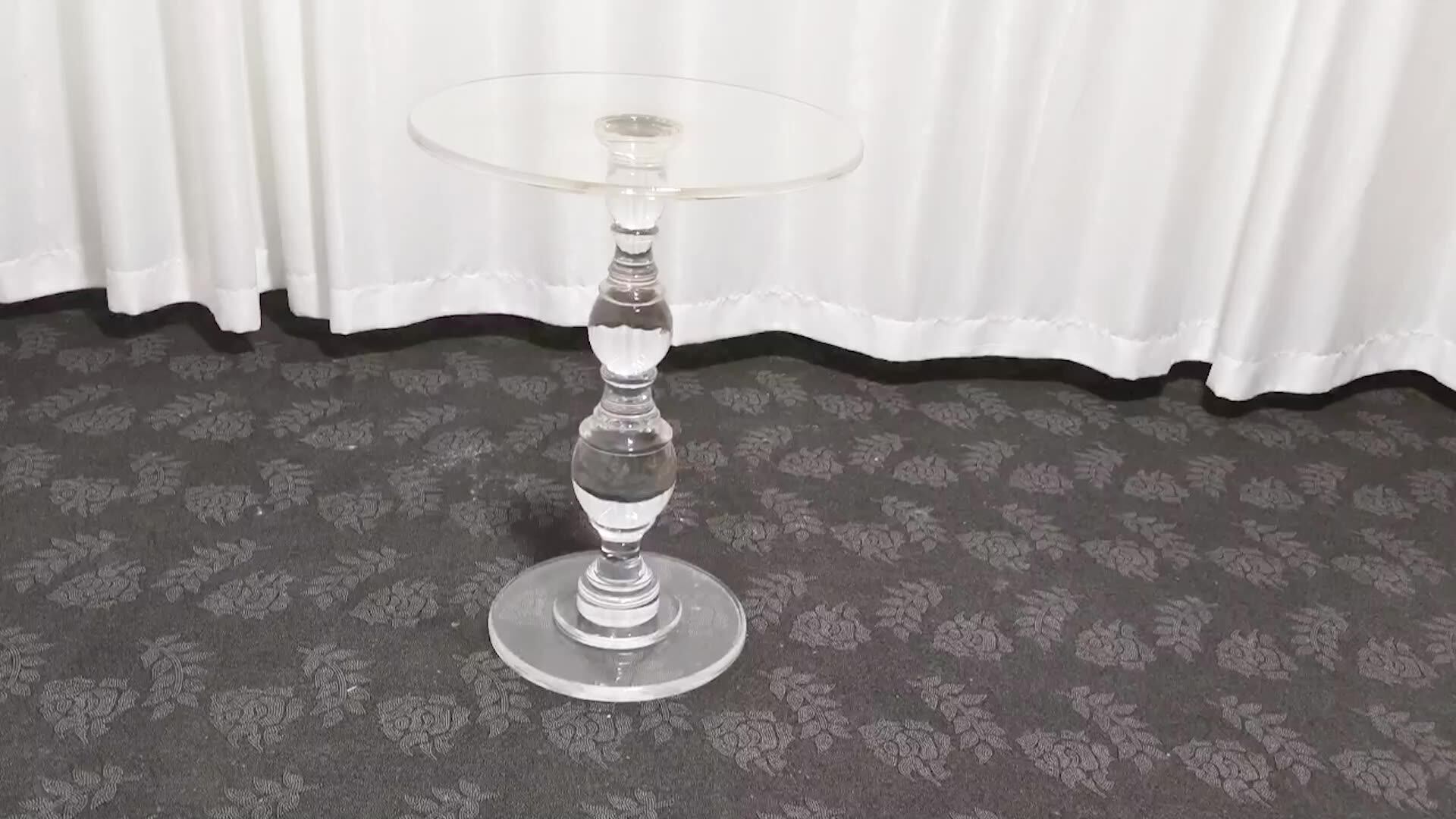 Full Clear Acrylic Coffee Table Classic Round Carved Plexiglass Side