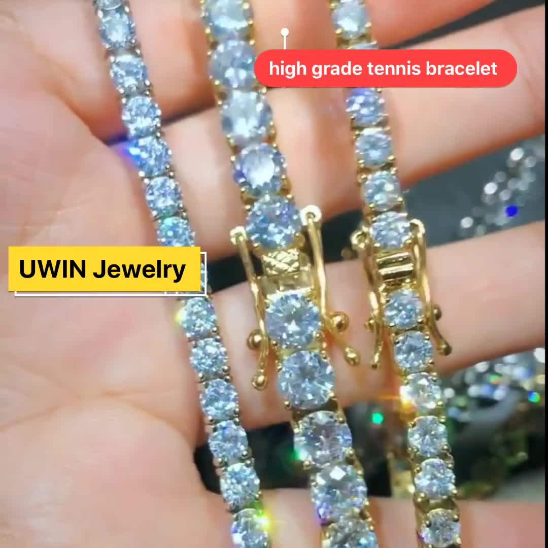 Fashion Stainless Steel Tennis Bracelet Zircon Men 3mm 4mm 5mm Chain