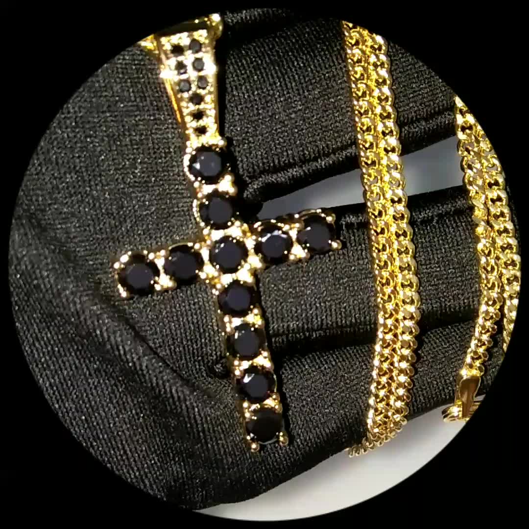 China Factory Eskeem Hip Hop Jewelry Fully Iced Out Black