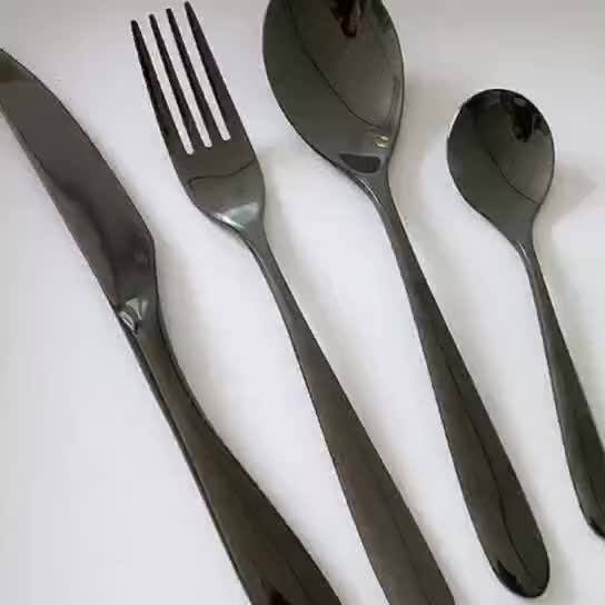 Black Stainless Steel Cutlery Set,Set Cutlery Stainless Steel,Black