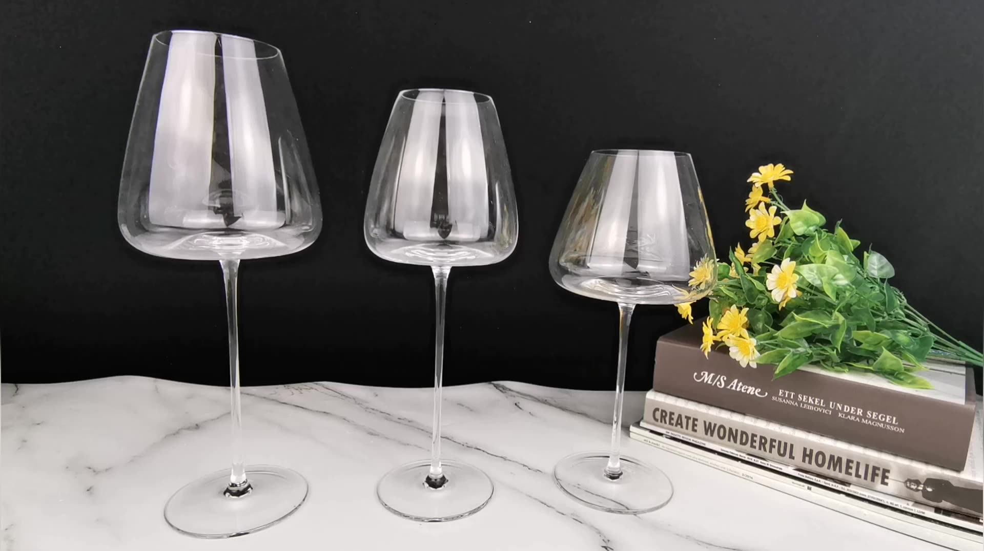 Wholesale Clear Long Stem Drinking Glassware Hand Blown Italian Style