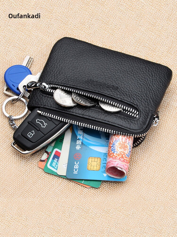 2026 New Genuine Leather Coin Purse Men's Mini Small Coin Bag Card Holder Key Holder Wallet Women's Coin Bag Coin Pouch