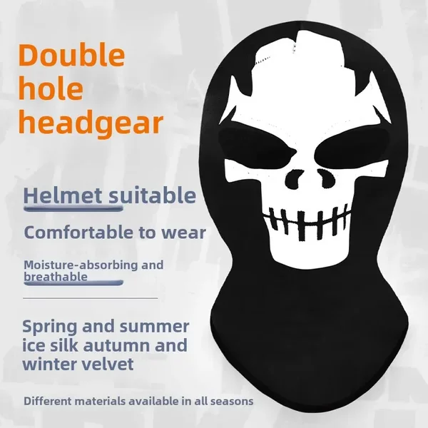 Sharetour Summer Cycling Hood, Ice Silk Hood, Skull Print, Sweat-Absorbent, Quick-Drying, Neck Protection, Sun Protection Mask