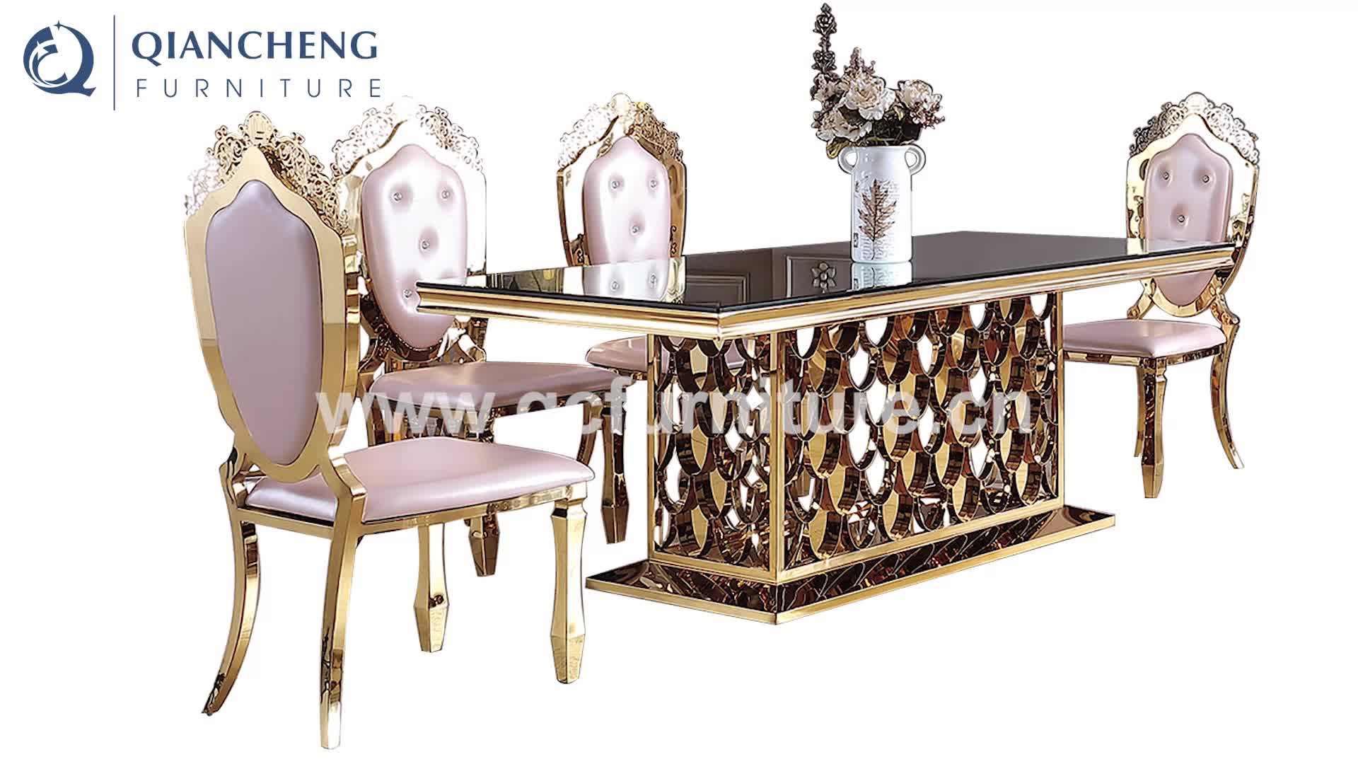 Italian Luxury Hotel Gold Dining Table Golden Stainless Steel Highend