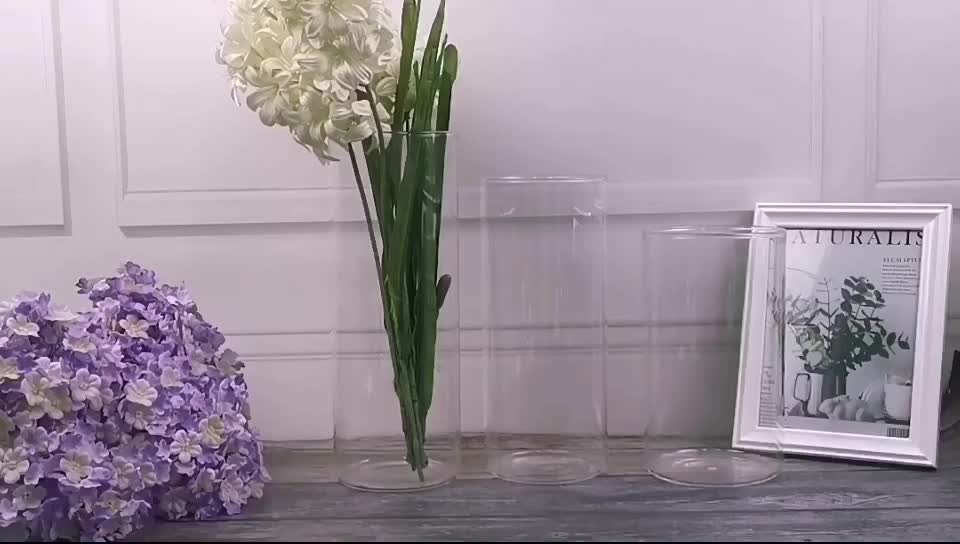 Wholesale Houseware Cheap Clear Elegant Cylinder Customized Glass Vase