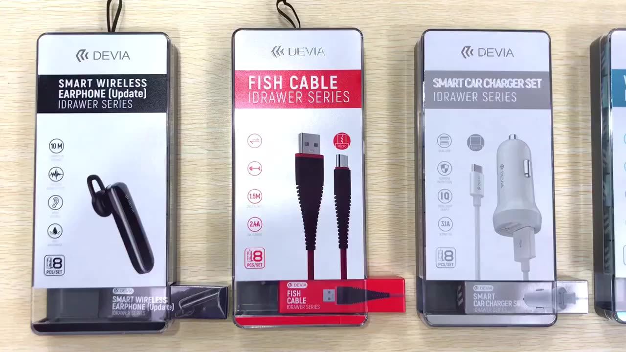 Devia Usb Data Cable Packaging Box 8pcs In 1 Pvc Fast Charger 5v 2.4a Charging Cable For Mobile