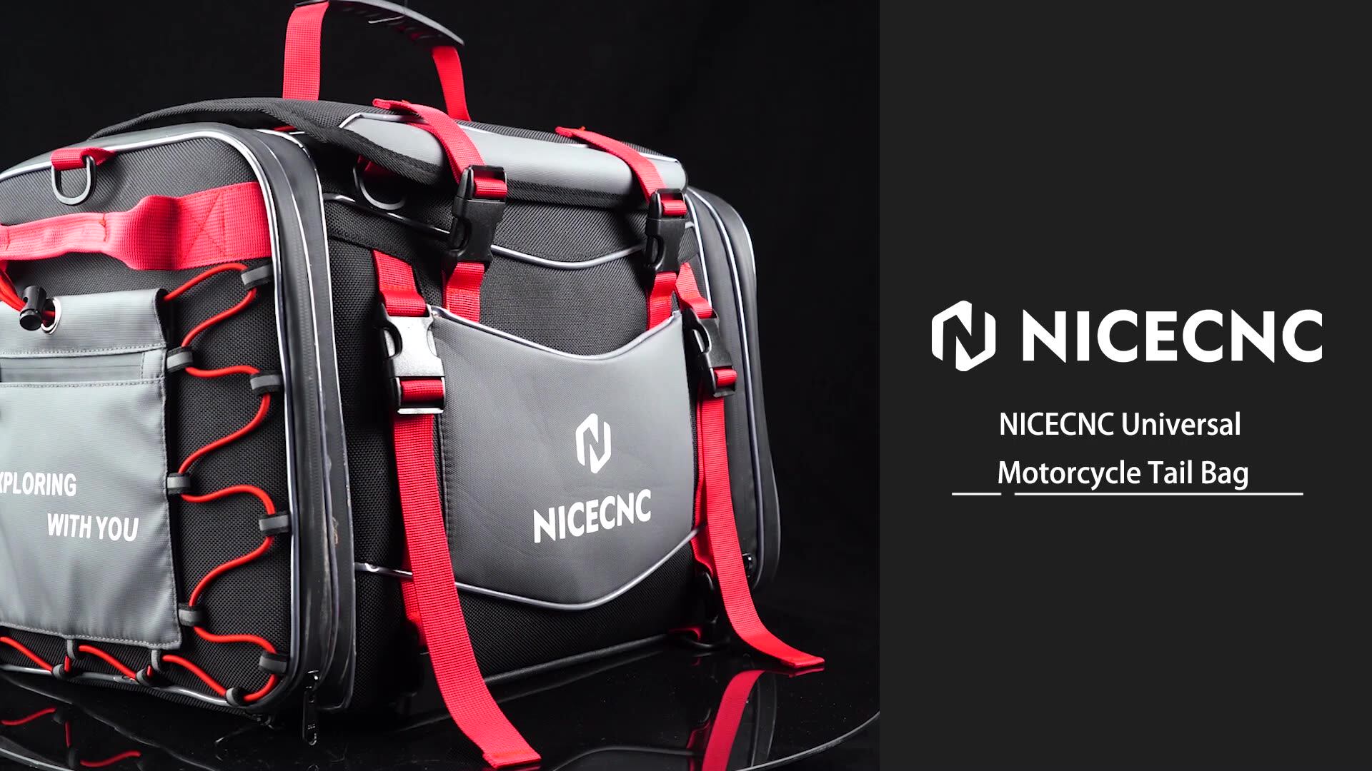 Nicecnc 58L Tail Bag - Expandable Luggage for Motorcycle Touring