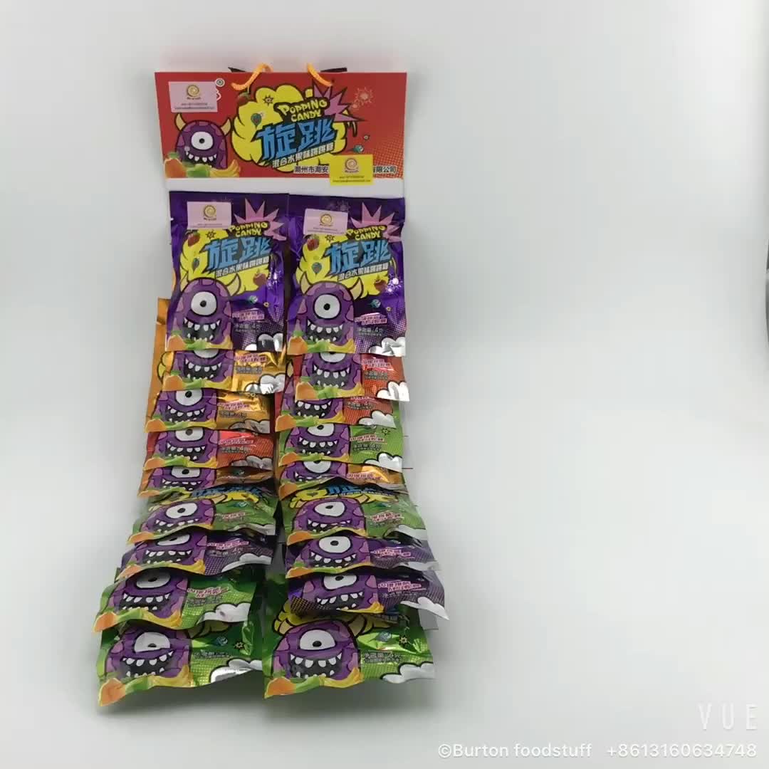 Fruity Flavor Jumping Popping Candy With Fighting Gyro Spinning Toy