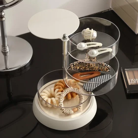 Jewelry Storage Box Powder Puff Transparent Rotating Dust-proof Box Multi-layer Large Air Cushion Cosmetic Cotton Beauty Egg Storage Shelf