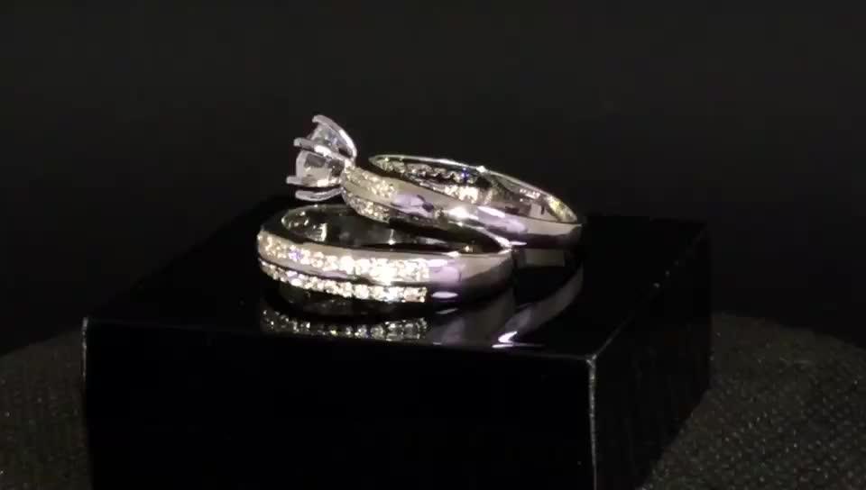 Newest Design Dubai Couple Wedding Finger Rings For Lady Paved Cz