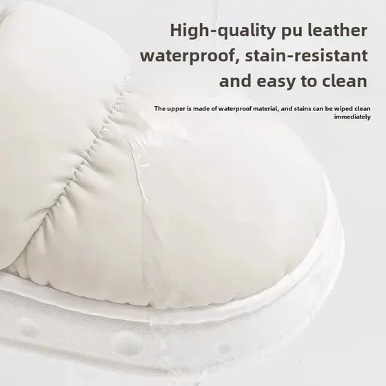 Waterproof Cotton Slippers Women's Winter 2023 New Indoor Home Non-slip Warm Plush Latex Moon Cotton Slippers Women's Winter