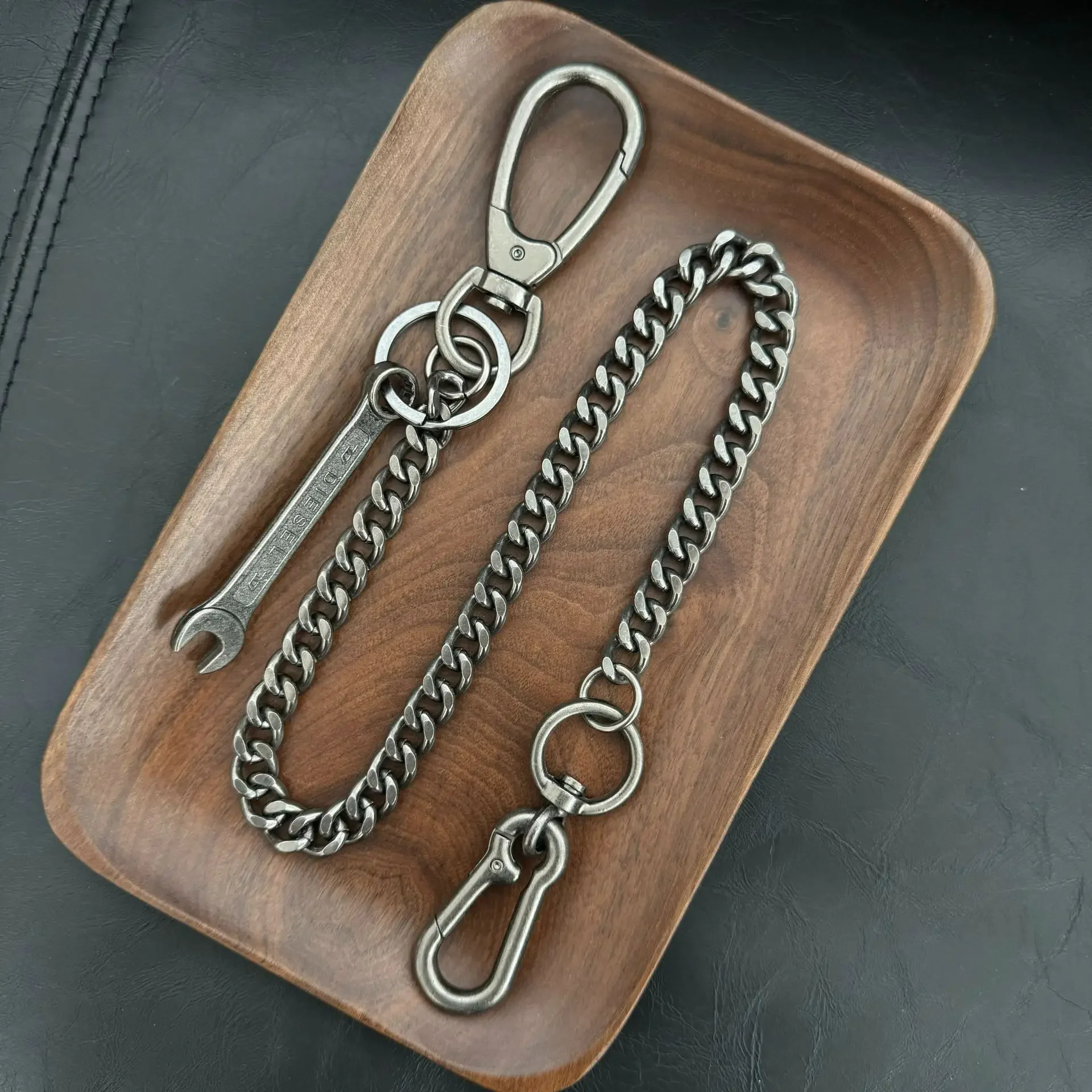 Hip Hop Punk Men and Women's Personality Rock Metal Pants Chain and Hip Hop Self-defense Waist Chain Wrench Shape Money Bag Chain 