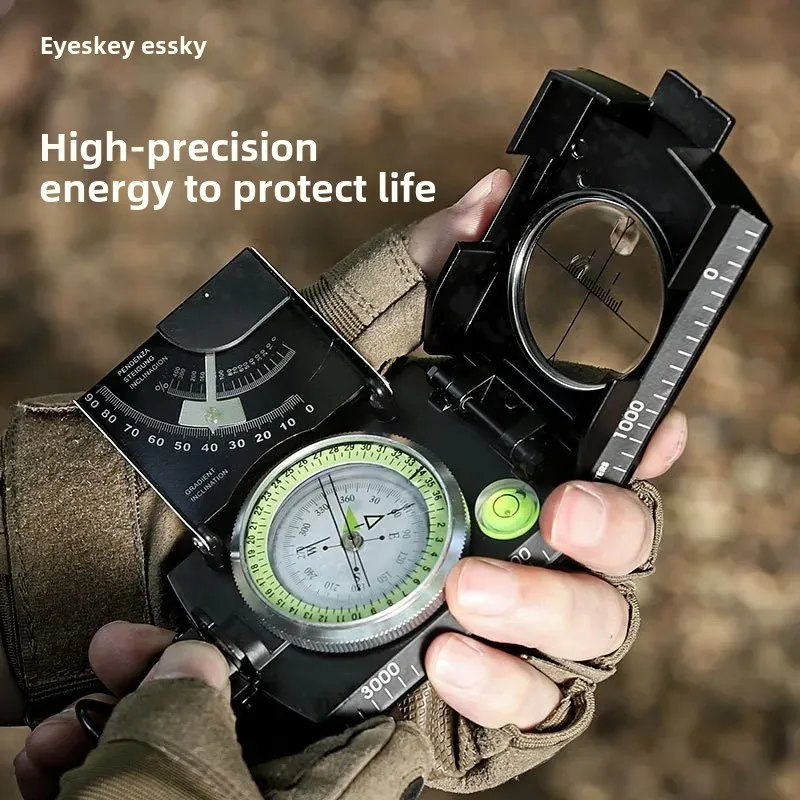 Eskiy K4076 Multifunctional Outdoor Compass Map Ruler Flip Cover North compass Green Black