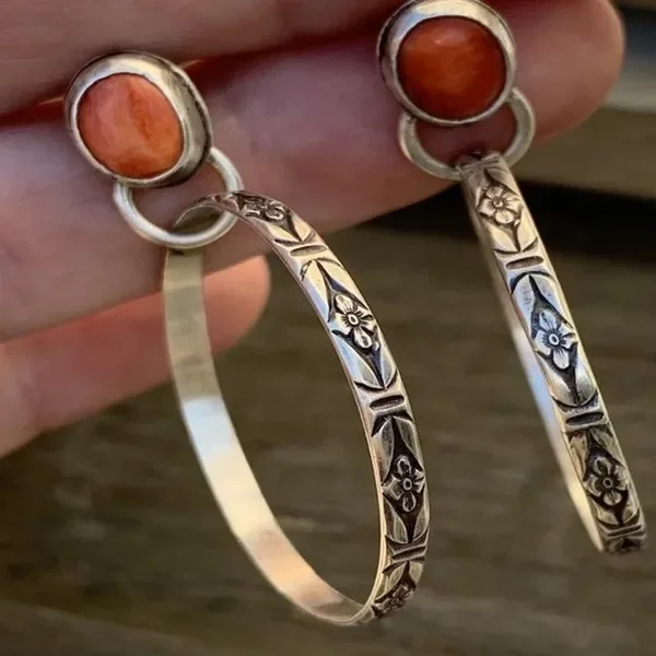 Hong Kong and Europe and America Hot-Selling Fashion Bohemian Style Retro Agate Turquoise Earrings Niche Design Earrings Wholesale