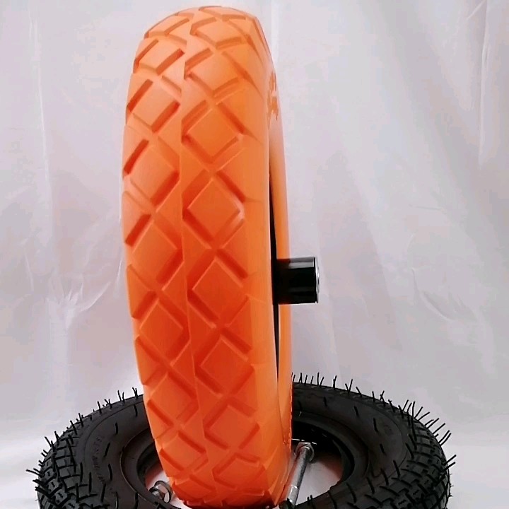16" Flat Free Wheelbarrow Tire Solid Pu Foam Wheel 5/8 Axle For Cart