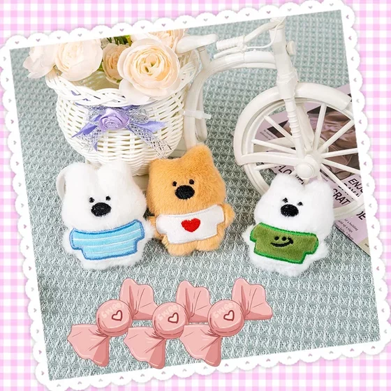Cartoon schoolbag with child pendant plush doll keychain West Highland couple cartoon puppy gift wholesale
