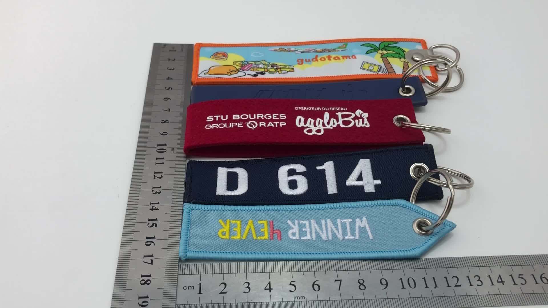 Wholesale Custom Personalized Fabric Embroidery Keychain With Printed