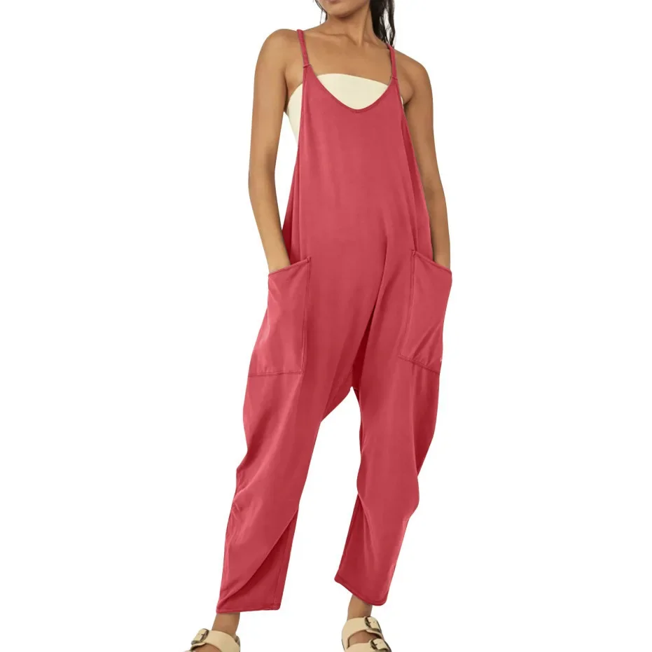 Women's European and American Fashion 2025 Zipper Pocket Straps Bodysuit Pants Overalls with Belts on eBay and Amazon Independent Stations