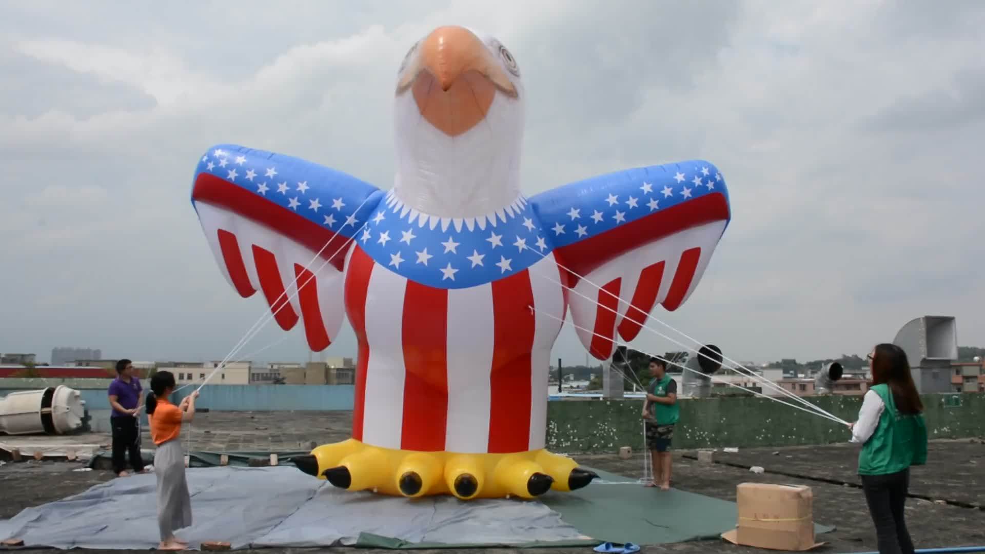 Giant Cool Oxford Cloth Inflatable Eagle Model With Usa Flag Parade